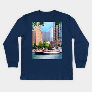 Chicago IL - Chicago River Near Centennial Fountain Kids Long Sleeve T-Shirt